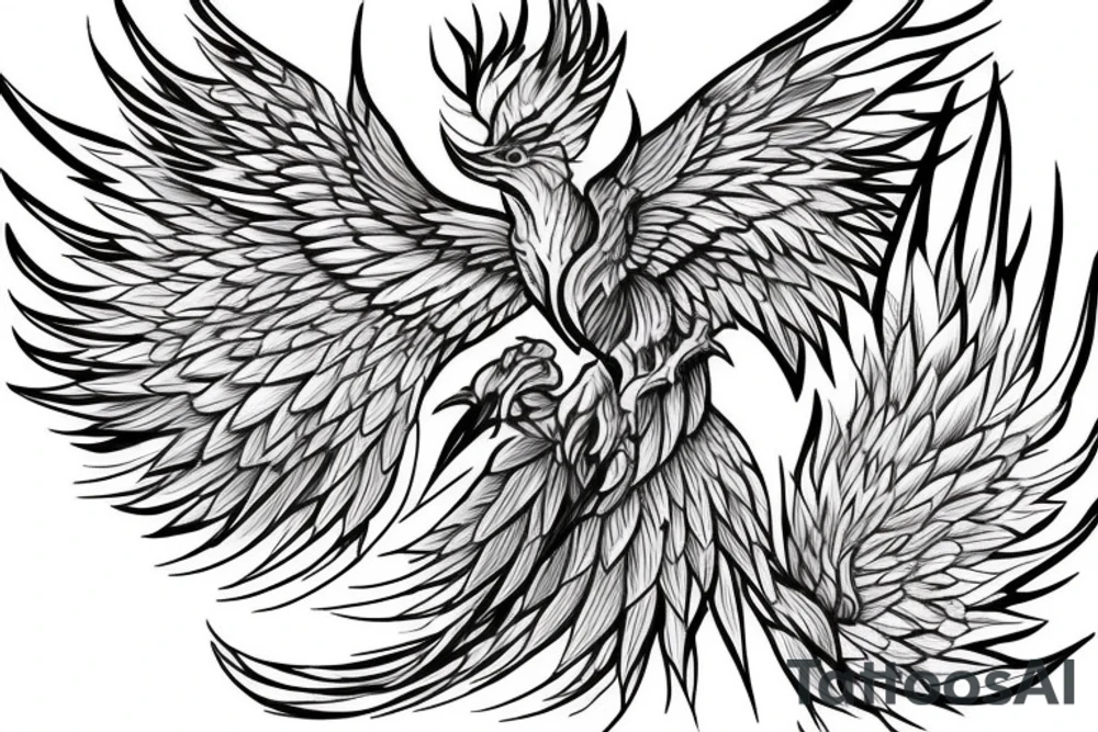 Phoenix Tattoo for Back with Wings stretching over sholders to the stretum tattoo idea