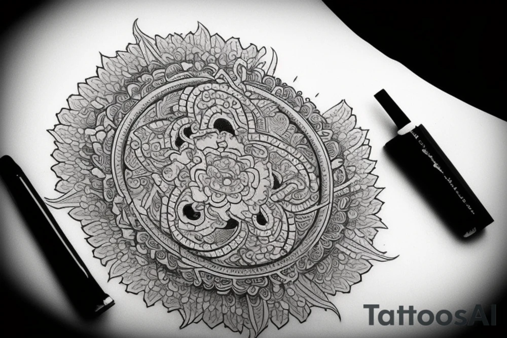 Buddhist temple tattoo idea