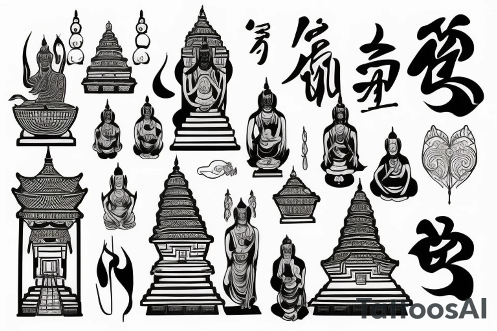 Buddhist temple tattoo idea