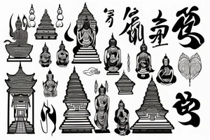Buddhist temple tattoo idea