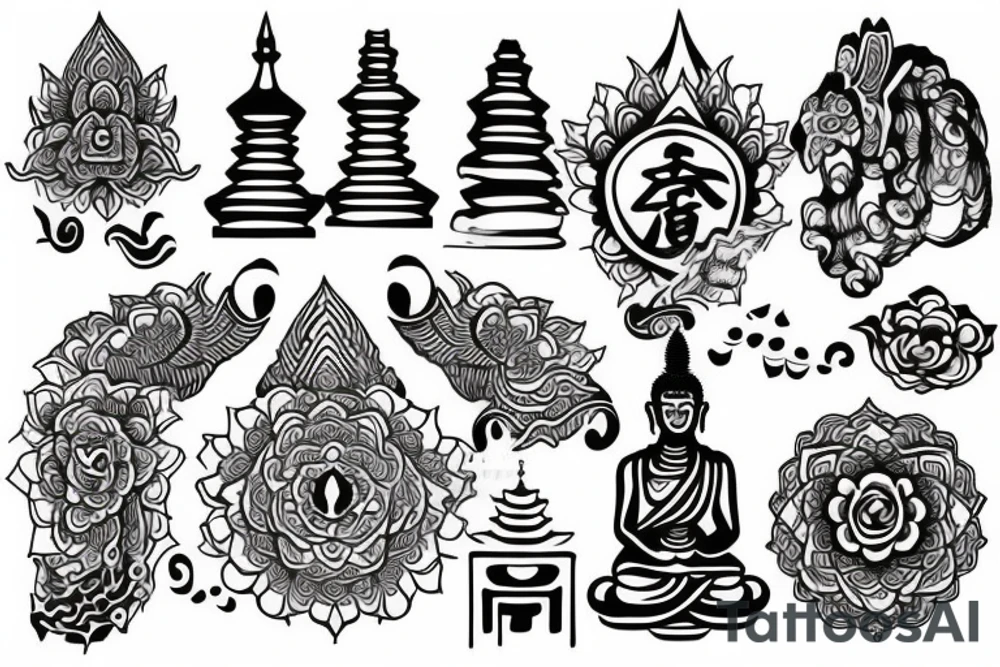 Buddhist temple tattoo idea
