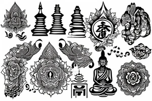 Buddhist temple tattoo idea