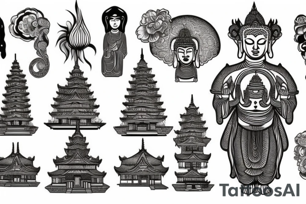 Buddhist temple tattoo idea