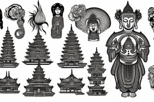 Buddhist temple tattoo idea