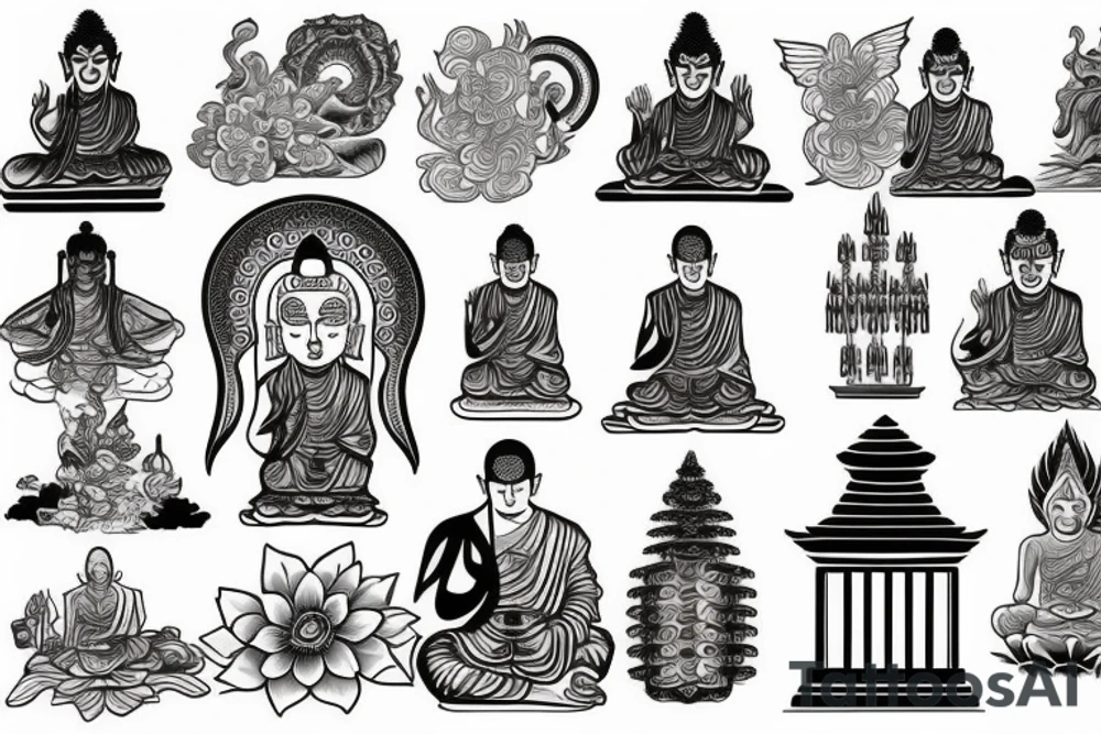Buddhist temple tattoo idea