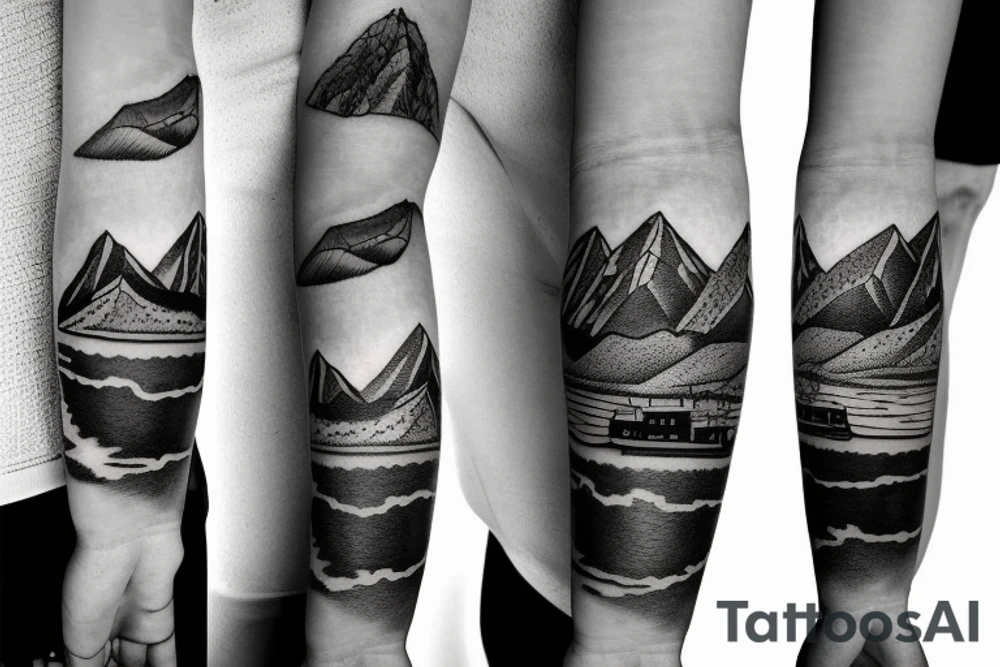 mountains with snow and a cable car tattoo idea