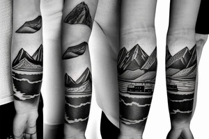 mountains with snow and a cable car tattoo idea