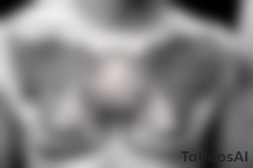 Halstatto, in the middle a realistic eye in a triangle surrounded by wings, a line down towards the chest and the word chaos above the tattoo tattoo idea