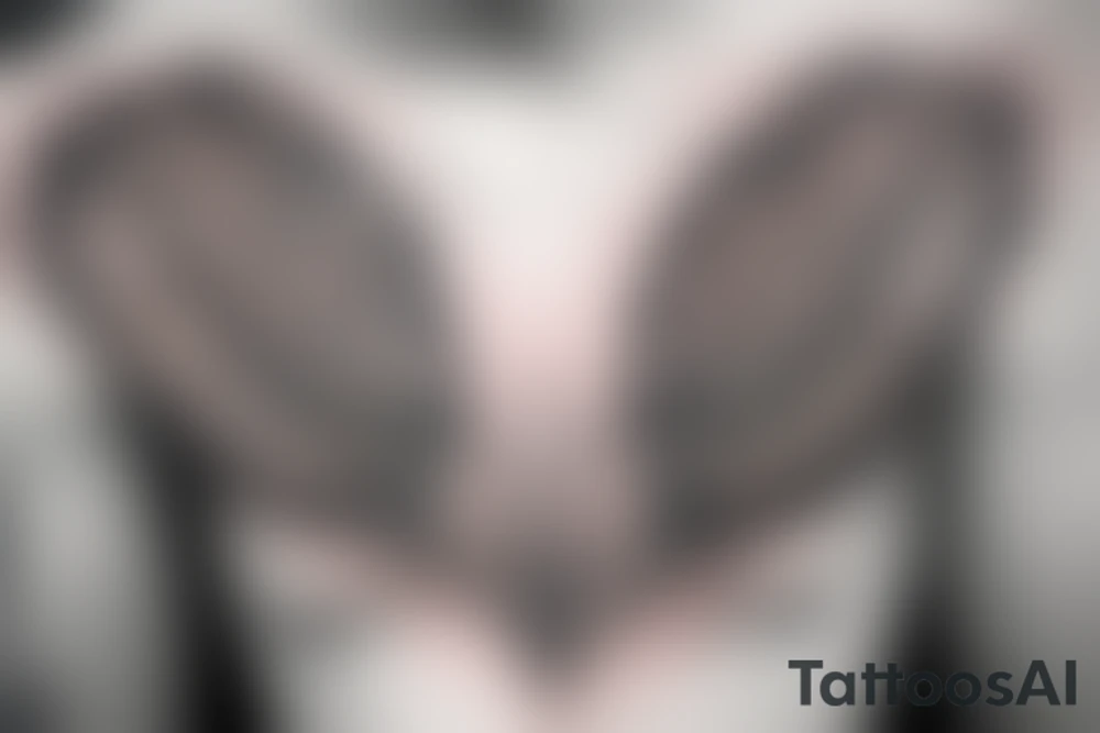 neck tattoo, in the middle a realistic eye in a triangle surrounded by wings, a line down towards the chest and the word chaos above the tattoo tattoo idea