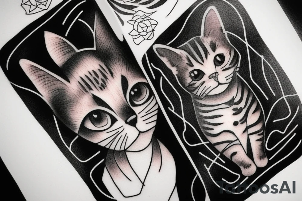 One line cat portrait tattoo idea