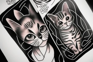 One line cat portrait tattoo idea