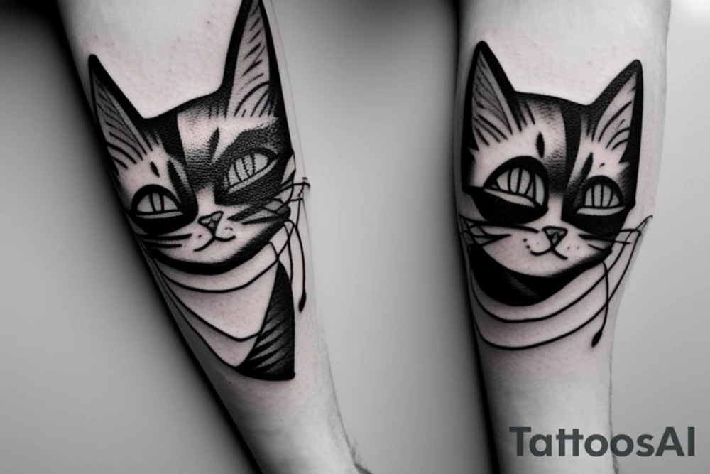 One line cat portrait tattoo idea