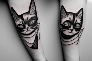 One line cat portrait tattoo idea