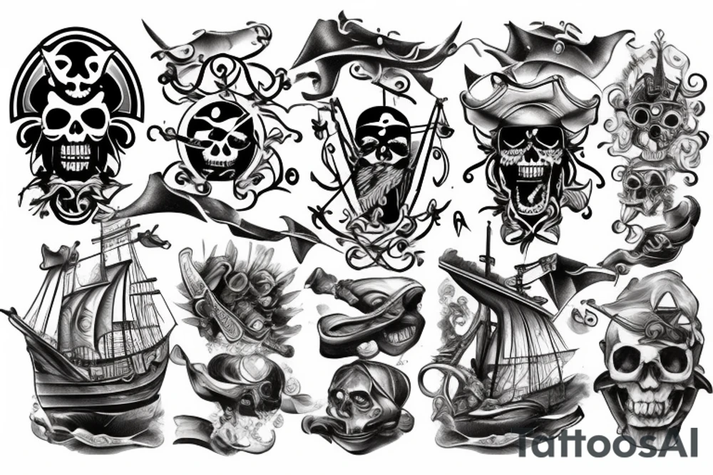 Sunking pirate ship tattoo idea
