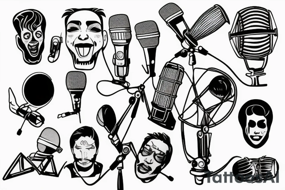 Man's face in a mic tattoo idea
