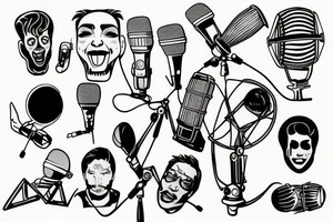 Man's face in a mic tattoo idea