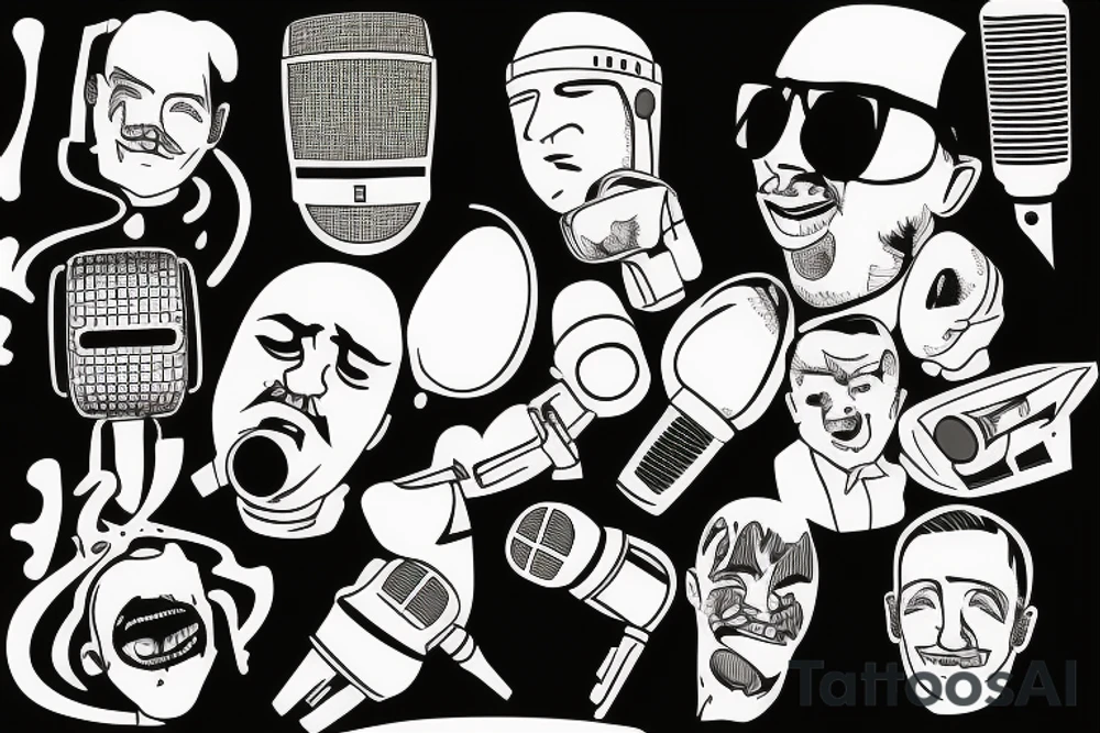 Man's face in a mic tattoo idea