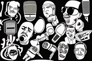 Man's face in a mic tattoo idea