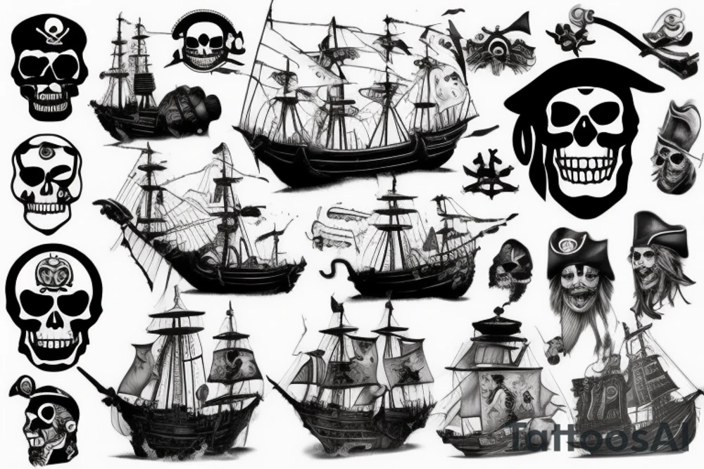Sinking pirate ship tattoo idea