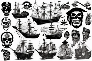 Sinking pirate ship tattoo idea