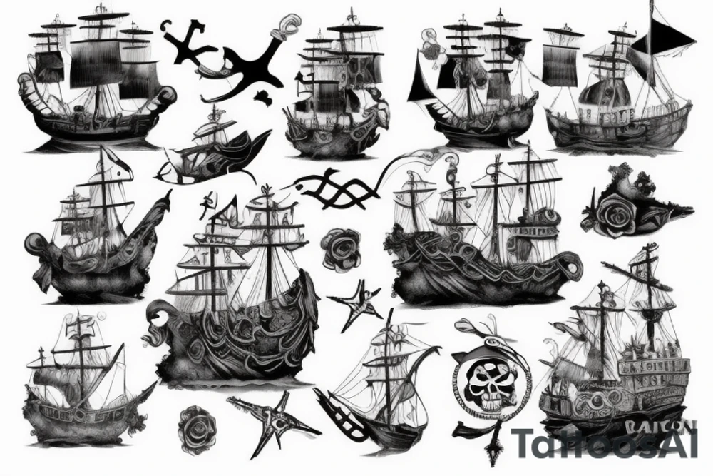 Sinking pirate ship tattoo idea