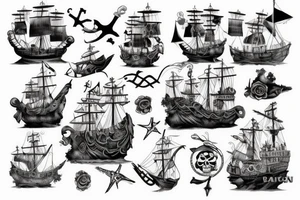 Sinking pirate ship tattoo idea