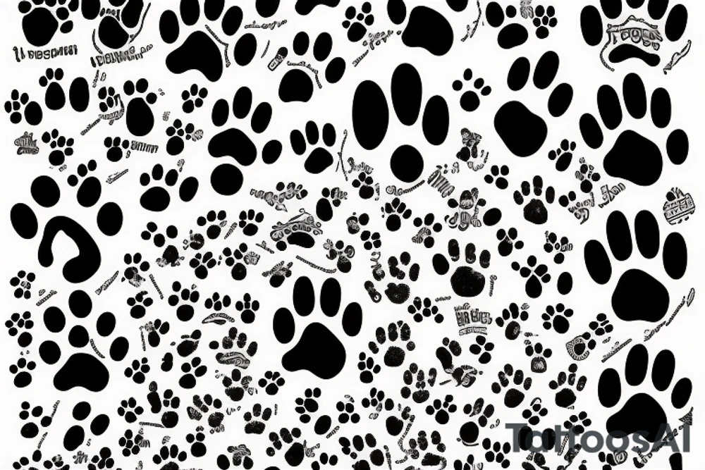 Dog paw artistic ornaments tattoo idea