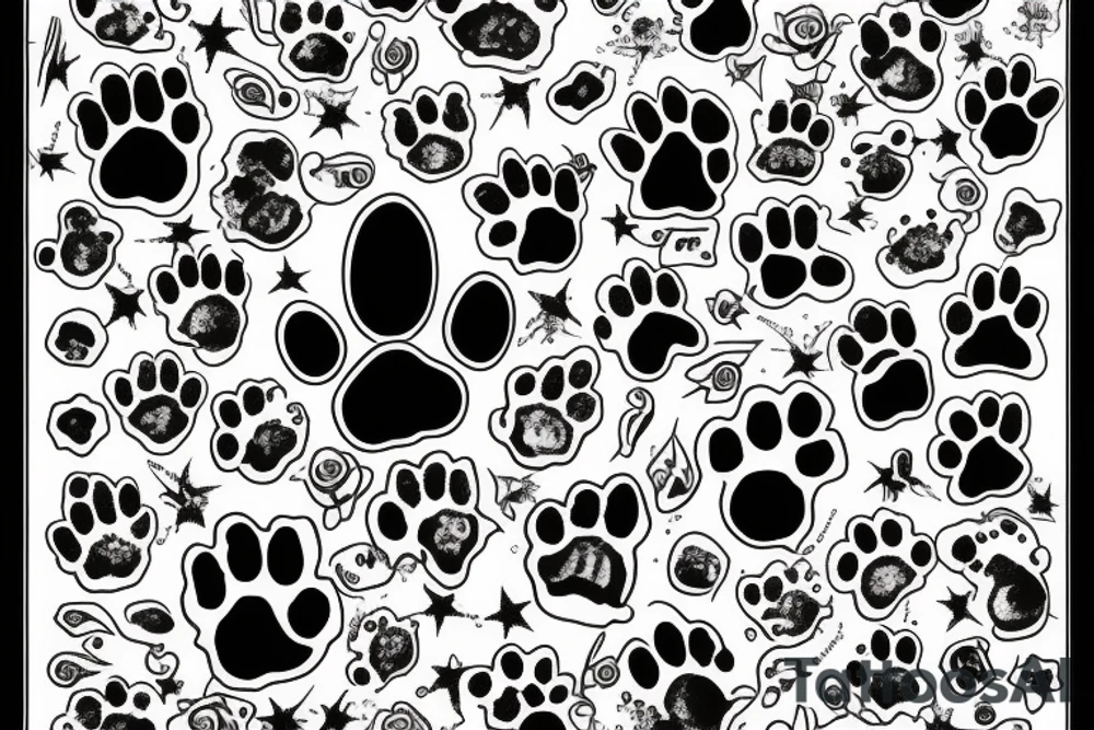 Dog paw artistic ornaments tattoo idea