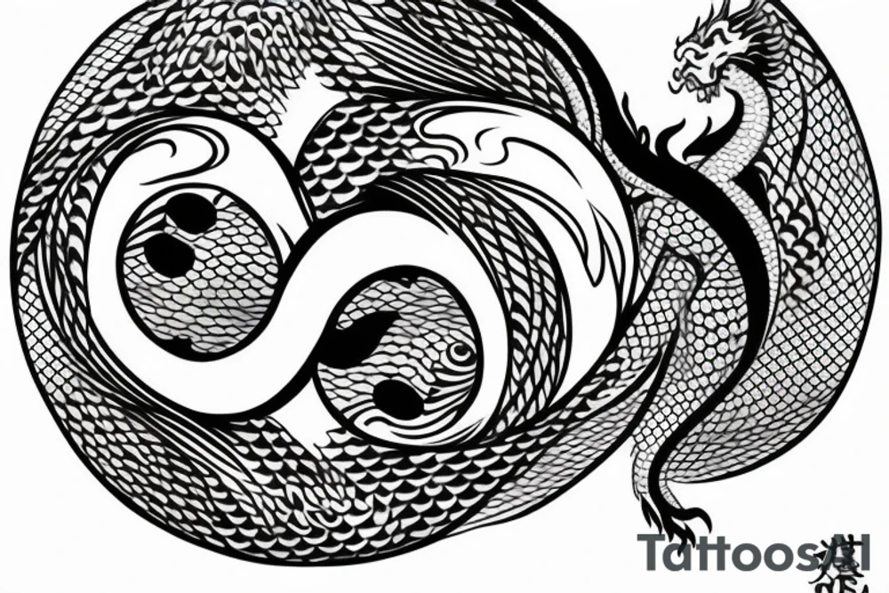 Hour glass, with Yin Yang inside and a dragon wrapped around the hourglass tattoo idea