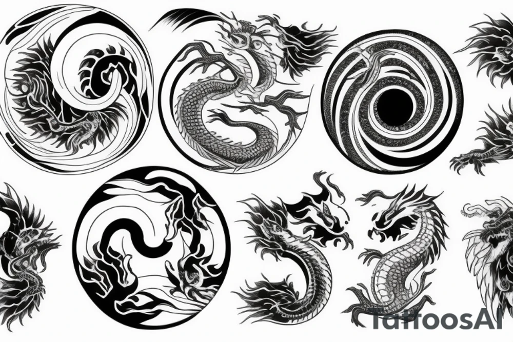 Hour glass, Ying Yang and a dragon tattoo idea