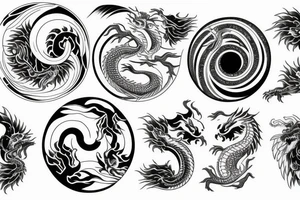 Hour glass, Ying Yang and a dragon tattoo idea