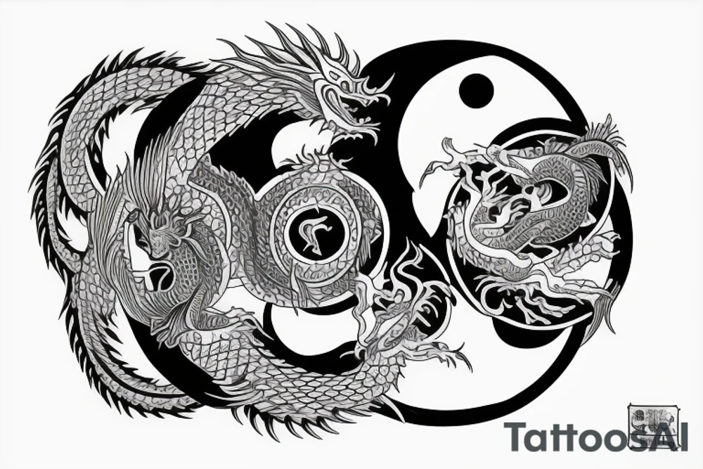 Hour glass, Ying Yang and a dragon tattoo idea