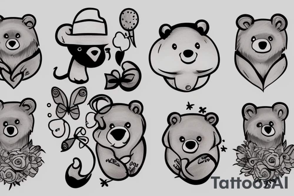 cute bear tattoo idea