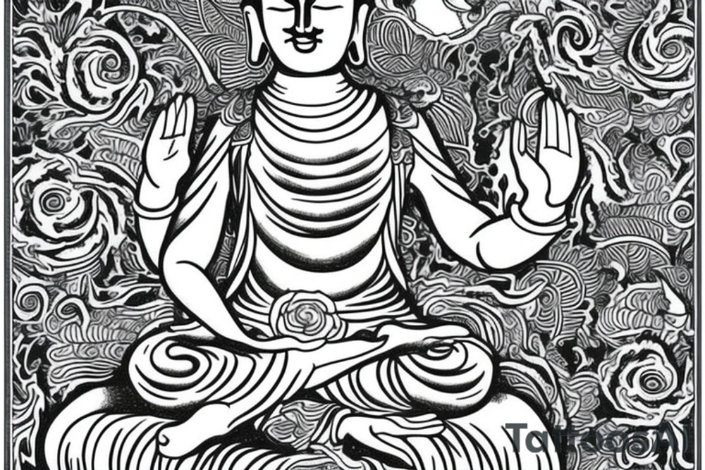 Buddha with tree tattoo idea