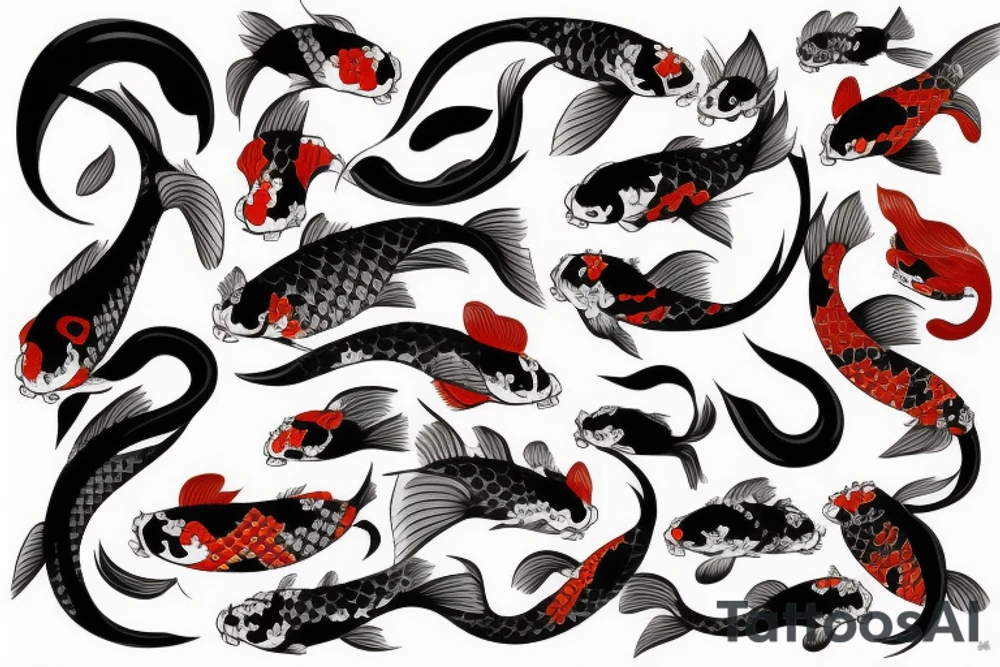 Japanese koi fighthing human oniwakamaru tattoo idea