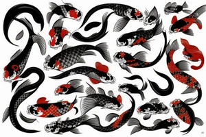 Japanese koi fighthing human oniwakamaru tattoo idea
