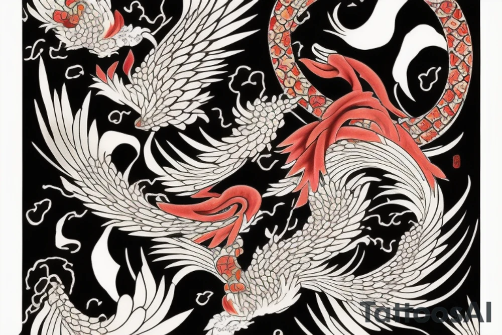Phoenix in the ukiyo-e style irezumi tattoo idea