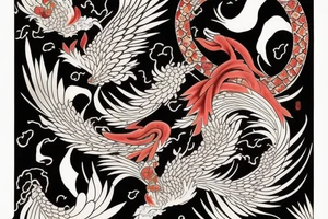 Phoenix in the ukiyo-e style irezumi tattoo idea