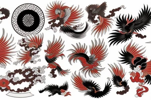 Phoenix in the ukiyo-e style irezumi tattoo idea