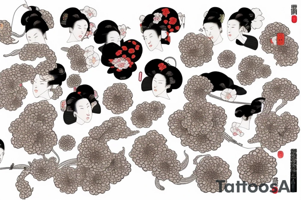 chrysanthème in the ukiyo-e style irezumi tattoo idea