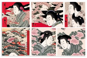 Flower in the ukiyo-e style irezumi tattoo idea