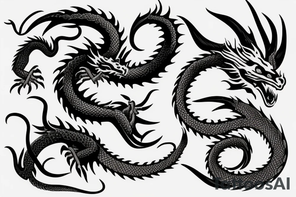 Dragon with flames tattoo idea