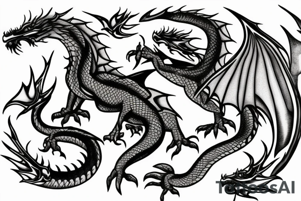 Dragon with flames tattoo idea
