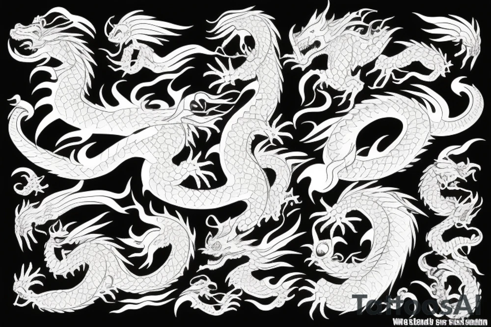Dragon with flames tattoo idea