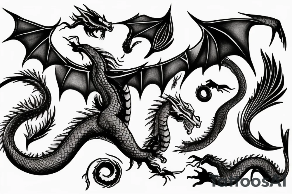 Dragon with flames tattoo idea