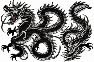 samurai at the bottom and dragon on the top tattoo idea