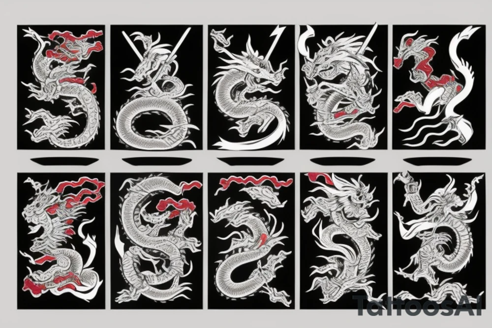 samurai at the bottom and dragon on the top tattoo idea