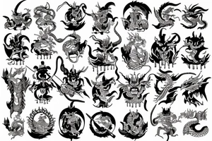 samurai at the bottom and dragon on the top tattoo idea