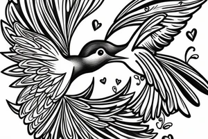Hummingbird with 3 hearts tattoo idea