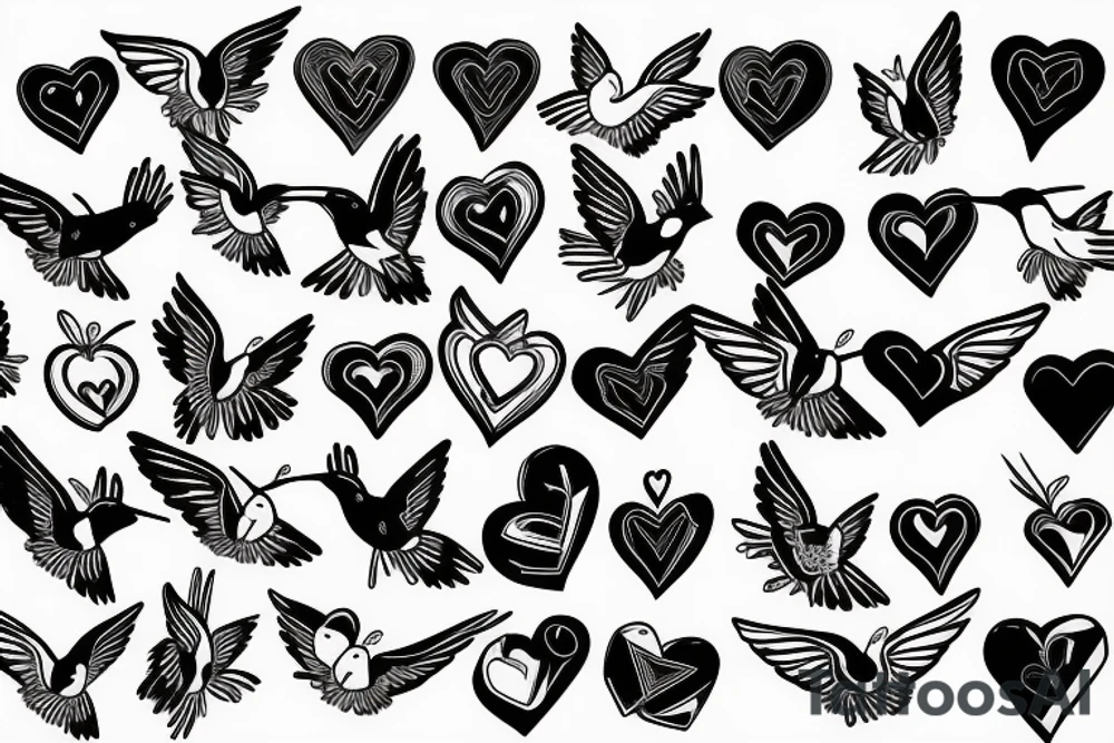 Hummingbird with 3 hearts tattoo idea
